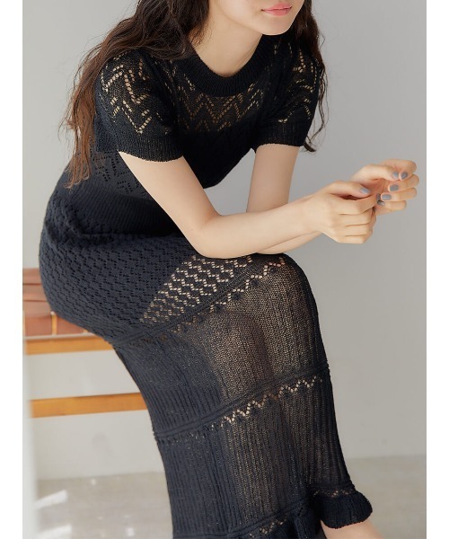 Ayla(アイラ)の「crochet knit dress(ワンピース・レディース・ブラック/クリーム・FREE)」の13枚目の写真