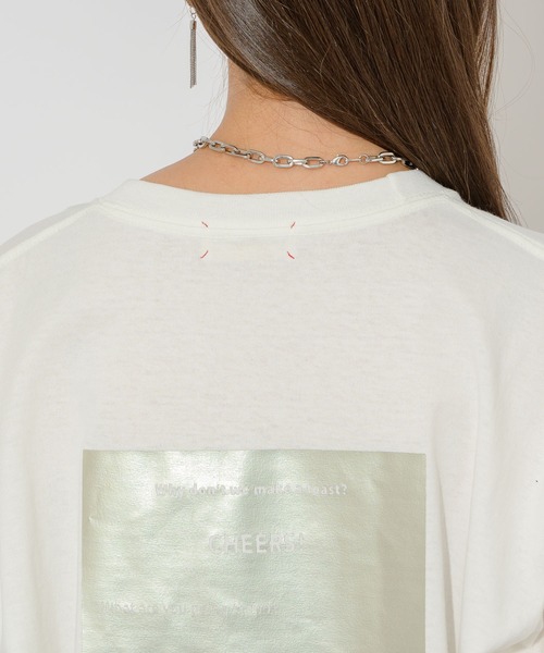 Paradise Picnic(パラダイスピクニック)の「バック箔プリントユニセックスT(Tシャツ/カットソー・レディース・ホワイト/ブラック/ベージュ・FREE)」の14枚目の写真