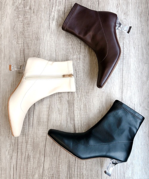 Noubel Voug Relax（ヌーベルヴォーグリラックス）の「クリアヒールストレッチショートブーツ（ブーツ・レディース・ブラック/ブラウン/アイボリー・LL/S/M/L）」の11枚目の写真