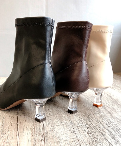 Noubel Voug Relax（ヌーベルヴォーグリラックス）の「クリアヒールストレッチショートブーツ（ブーツ・レディース・ブラック/ブラウン/アイボリー・LL/S/M/L）」の10枚目の写真