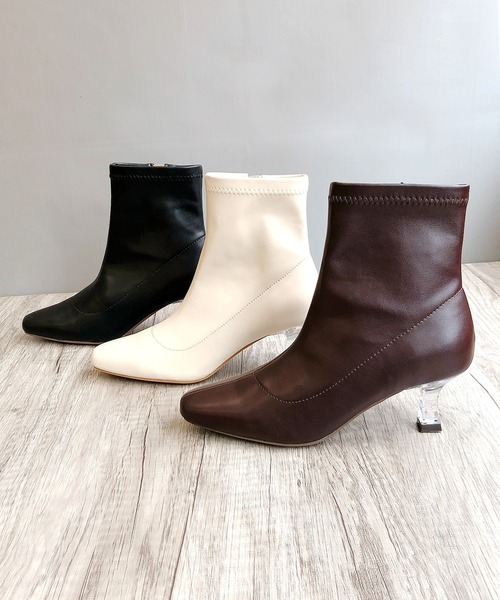 Noubel Voug Relax（ヌーベルヴォーグリラックス）の「クリアヒールストレッチショートブーツ（ブーツ・レディース・ブラック/ブラウン/アイボリー・LL/S/M/L）」の8枚目の写真