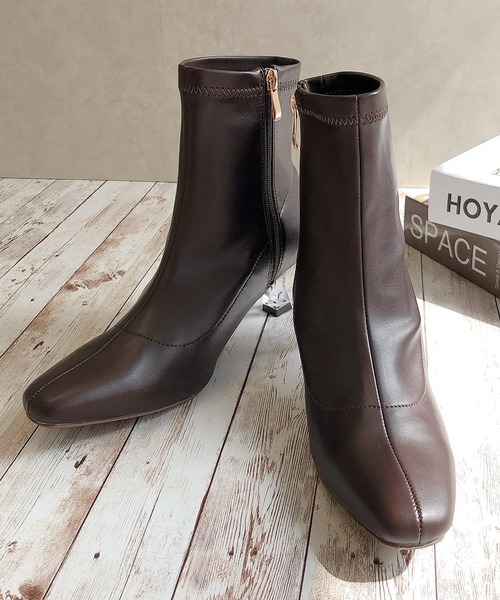 Noubel Voug Relax（ヌーベルヴォーグリラックス）の「クリアヒールストレッチショートブーツ（ブーツ・レディース・ブラック/ブラウン/アイボリー・LL/S/M/L）」の16枚目の写真