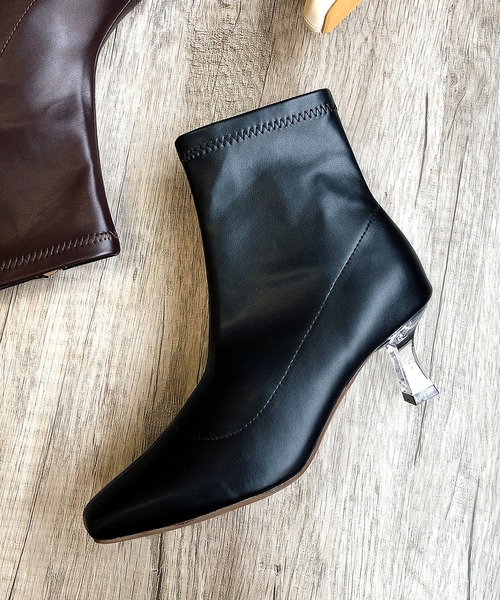 Noubel Voug Relax（ヌーベルヴォーグリラックス）の「クリアヒールストレッチショートブーツ（ブーツ・レディース・ブラック/ブラウン/アイボリー・LL/S/M/L）」の22枚目の写真