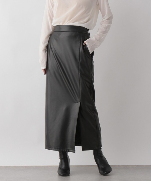 LOWRYS FARM（ローリーズファーム）の「フェイクレザーベントタイトスカート　157734（スカート・レディース・ブラック・LARGE/MEDIUM）」の6枚目の写真