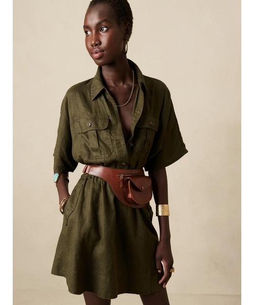 Banana Republic（バナナリパブリック）の「リネン ユーティリティドレス（ワンピース・レディース・カーキ/ゼブラ・S/L/XS）」の2枚目の写真