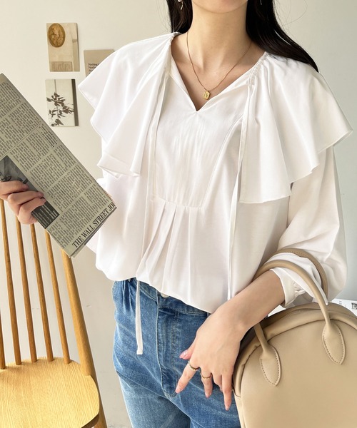 GeeRA(ジーラ)の「フリルカラーブラウス(シャツ/ブラウス・レディース・ブラック/サンドグレー/オフホワイト・LARGE/MEDIUM/X-LARGE)」の20枚目の写真