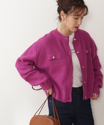 N.（N. Natural Beauty Basic） | 【松井愛莉さん着用】◆ムジツイード編みカーディガン(カーディガン/ボレロ)