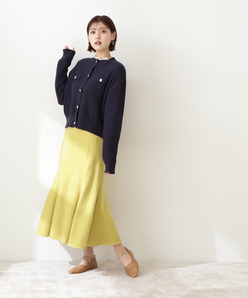 N.(N. Natural Beauty Basic)(エヌエヌナチュラルビューティーベーシック)の「【松井愛莉さん着用】◆ムジツイード編みカーディガン(カーディガン/ボレロ・レディース・ネイビー/オフホワイト/ピンク・MEDIUM)」の10枚目の写真