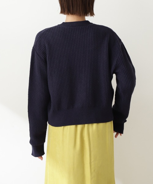 N.(N. Natural Beauty Basic)(エヌエヌナチュラルビューティーベーシック)の「【松井愛莉さん着用】◆ムジツイード編みカーディガン(カーディガン/ボレロ・レディース・ネイビー/オフホワイト/ピンク・MEDIUM)」の8枚目の写真