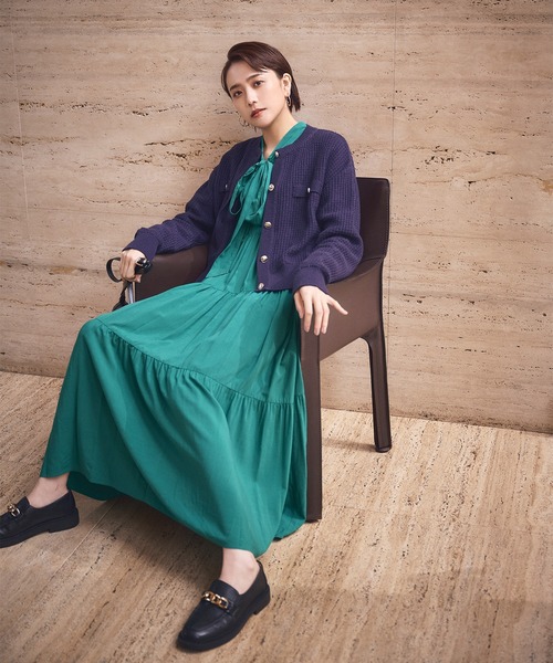 N.(N. Natural Beauty Basic)(エヌエヌナチュラルビューティーベーシック)の「【松井愛莉さん着用】◆ムジツイード編みカーディガン(カーディガン/ボレロ・レディース・ネイビー/オフホワイト/ピンク・MEDIUM)」の14枚目の写真