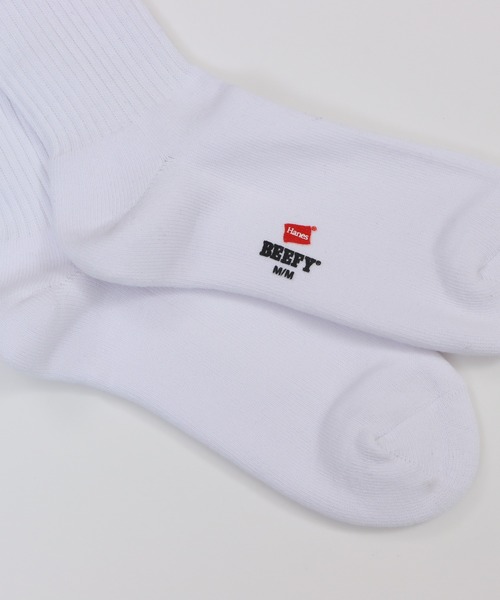 HANES（ヘインズ）の「【Hanes/ヘインズ】メンズ ビーフィー【2足組】フルレングスソックス【ハーフパイル】（ソックス/靴下・メンズ・ホワイト/ブラック・SMALL/MEDIUM）」の11枚目の写真