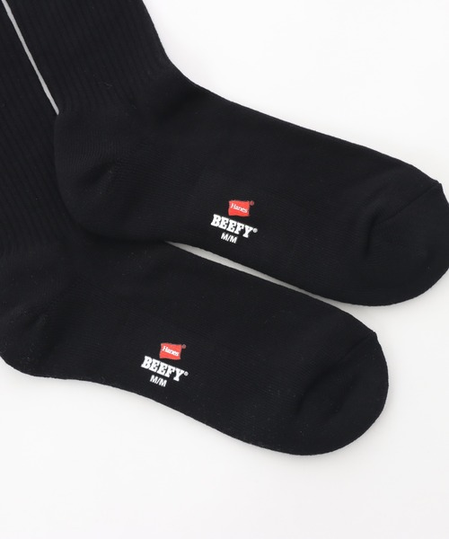 HANES（ヘインズ）の「【Hanes/ヘインズ】メンズ ビーフィー【2足組】フルレングスソックス【ハーフパイル】（ソックス/靴下・メンズ・ホワイト/ブラック・SMALL/MEDIUM）」の9枚目の写真