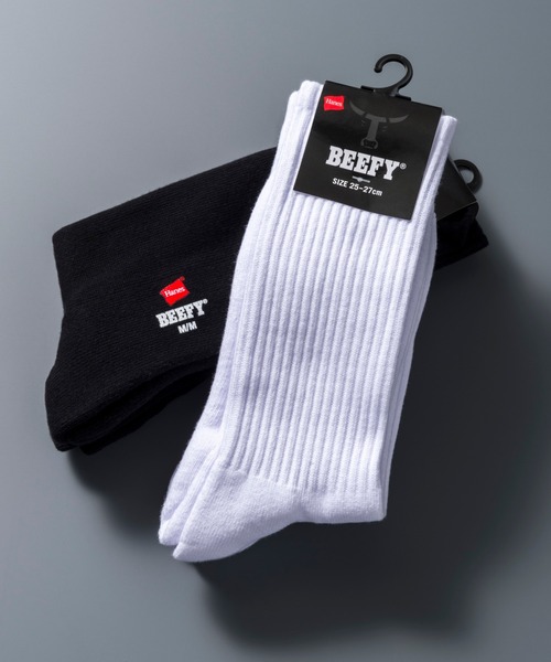 HANES（ヘインズ）の「【Hanes/ヘインズ】メンズ ビーフィー【2足組】フルレングスソックス【ハーフパイル】（ソックス/靴下・メンズ・ホワイト/ブラック・SMALL/MEDIUM）」の13枚目の写真