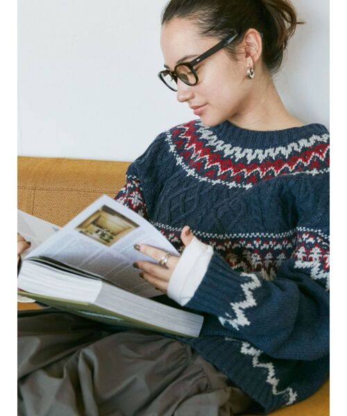 Ungrid(アングリッド)の「ノルディック柄ルーズニット(ニット/セーター・レディース・ネイビー/アイボリー・FREE)」の11枚目の写真