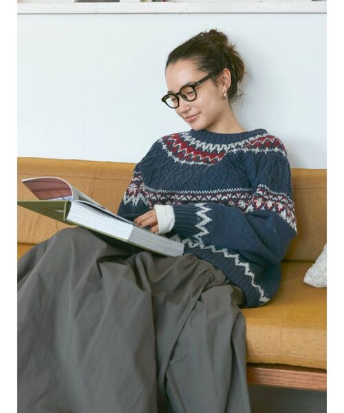 Ungrid(アングリッド)の「ノルディック柄ルーズニット(ニット/セーター・レディース・ネイビー/アイボリー・FREE)」の3枚目の写真
