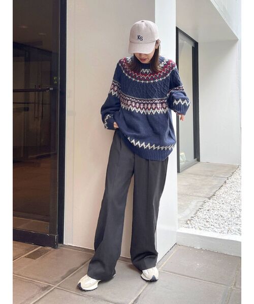 Ungrid(アングリッド)の「ノルディック柄ルーズニット(ニット/セーター・レディース・ネイビー/アイボリー・FREE)」の14枚目の写真