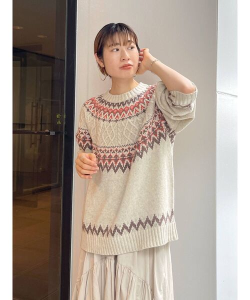 Ungrid(アングリッド)の「ノルディック柄ルーズニット(ニット/セーター・レディース・ネイビー/アイボリー・FREE)」の13枚目の写真