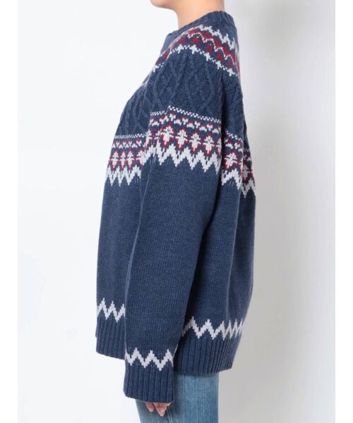 Ungrid(アングリッド)の「ノルディック柄ルーズニット(ニット/セーター・レディース・ネイビー/アイボリー・FREE)」の6枚目の写真