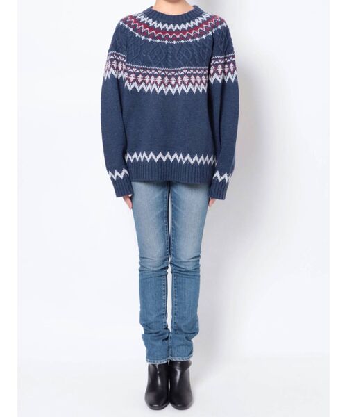 Ungrid(アングリッド)の「ノルディック柄ルーズニット(ニット/セーター・レディース・ネイビー/アイボリー・FREE)」の18枚目の写真