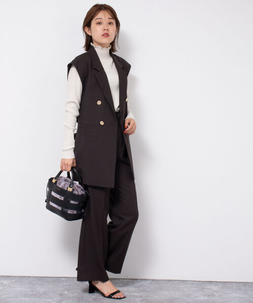 NOLLEY’S(ノーリーズ)の「ウールライクセミワイドパンツ(その他パンツ・レディース・ベージュ/ネイビー/ブラウン系その他・38/36/34)」の7枚目の写真