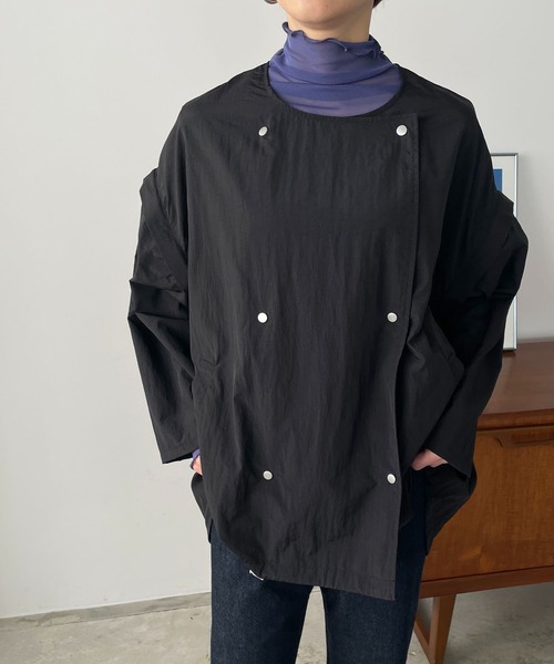 210nouve（トゥージュヌーブ）の「２WAYケープラインノーカラージャケット/袖取り外し可能（ノーカラージャケット・レディース・ブラック/カーキ/アイボリー・FREE）」の22枚目の写真