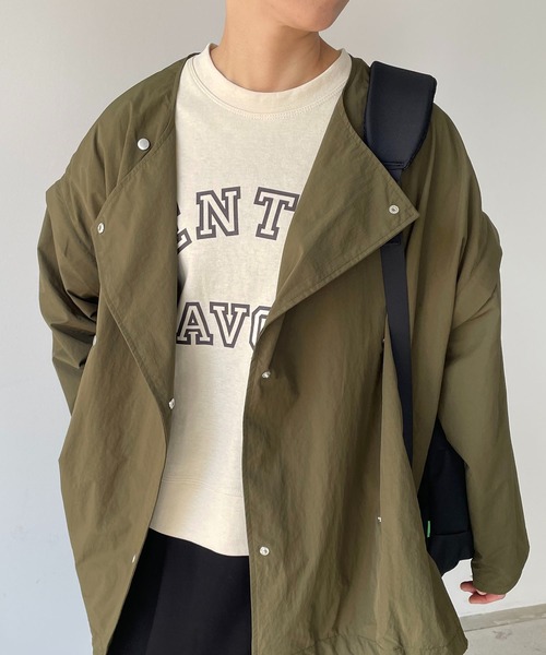210nouve（トゥージュヌーブ）の「２WAYケープラインノーカラージャケット/袖取り外し可能（ノーカラージャケット・レディース・ブラック/カーキ/アイボリー・FREE）」の12枚目の写真