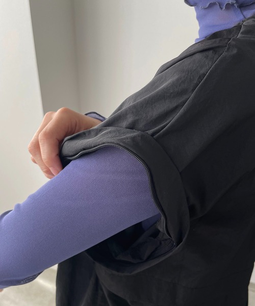 210nouve（トゥージュヌーブ）の「２WAYケープラインノーカラージャケット/袖取り外し可能（ノーカラージャケット・レディース・ブラック/カーキ/アイボリー・FREE）」の8枚目の写真