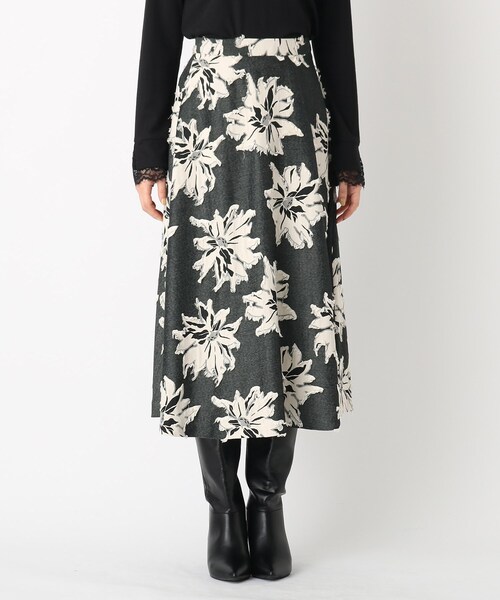 index(インデックス)の「◆フラワージャカード フレアスカート(スカート・レディース・ピンクベージュ/ブラック系/ブルー系・36/38/40)」の5枚目の写真