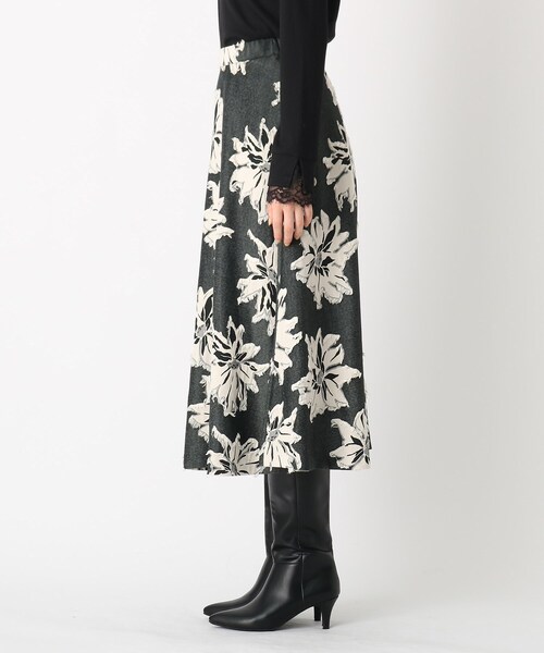 index(インデックス)の「◆フラワージャカード フレアスカート(スカート・レディース・ピンクベージュ/ブラック系/ブルー系・36/38/40)」の6枚目の写真