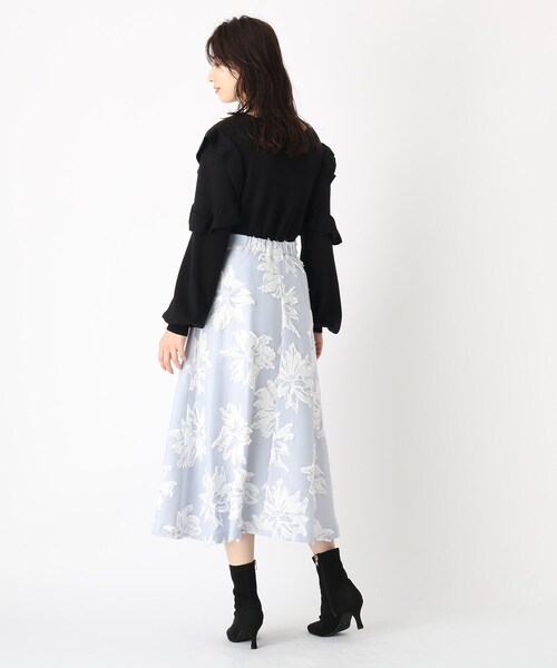 index(インデックス)の「◆フラワージャカード フレアスカート(スカート・レディース・ピンクベージュ/ブラック系/ブルー系・36/38/40)」の18枚目の写真