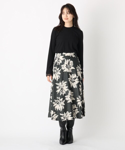 index(インデックス)の「◆フラワージャカード フレアスカート(スカート・レディース・ピンクベージュ/ブラック系/ブルー系・36/38/40)」の22枚目の写真