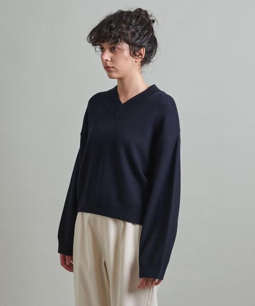 ロエフ LOEFF ウール CORD Vネックプルオーバー ニット セーター 長袖 朱色 /NR ■OS レディース LOEFF（ロエフ）の「＜LOEFF＞ウール CORD Vネックプルオーバー