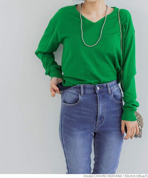 coca(coca)(コカ)の「裏起毛デニムスキニーパンツ(デニムパンツ・レディース・ライトブルー・S/M/L)」の6枚目の写真