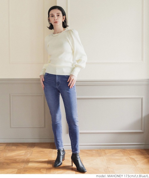 coca(coca)(コカ)の「裏起毛デニムスキニーパンツ(デニムパンツ・レディース・ライトブルー・S/M/L)」の13枚目の写真
