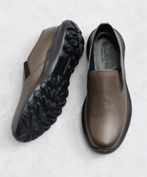 And A（アンドエー）の「PADRONE パドローネ / HB SIDE GORE SHOES サイドゴアシューズ レザースリッポン  / PU5311-2002（スリッポン・メンズ・アッシュブラウン/ブラック・41/42/40）」の4枚目の写真