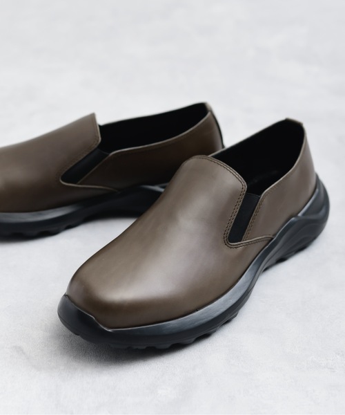 And A（アンドエー）の「PADRONE パドローネ / HB SIDE GORE SHOES サイドゴアシューズ レザースリッポン  / PU5311-2002（スリッポン・メンズ・アッシュブラウン/ブラック・41/42/40）」の6枚目の写真