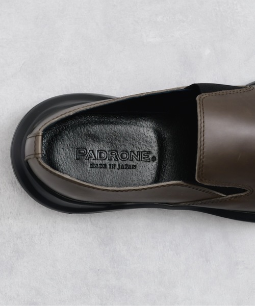 And A（アンドエー）の「PADRONE パドローネ / HB SIDE GORE SHOES サイドゴアシューズ レザースリッポン  / PU5311-2002（スリッポン・メンズ・アッシュブラウン/ブラック・41/42/40）」の15枚目の写真