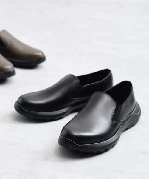 And A（アンドエー）の「PADRONE パドローネ / HB SIDE GORE SHOES サイドゴアシューズ レザースリッポン  / PU5311-2002（スリッポン・メンズ・アッシュブラウン/ブラック・41/42/40）」の20枚目の写真