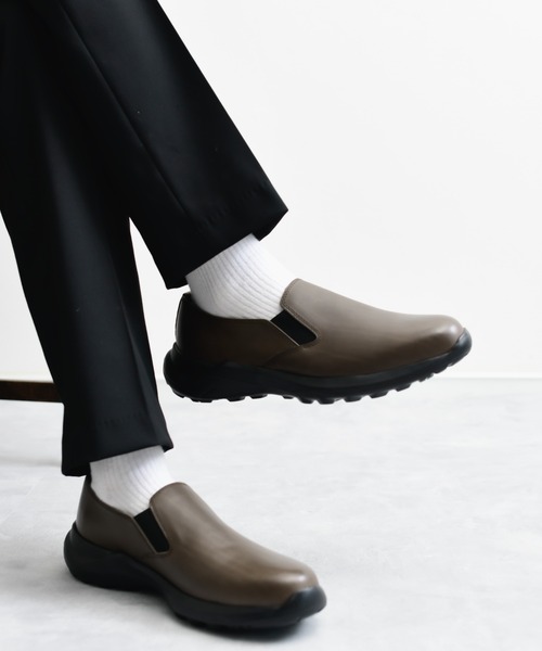 And A（アンドエー）の「PADRONE パドローネ / HB SIDE GORE SHOES サイドゴアシューズ レザースリッポン  / PU5311-2002（スリッポン・メンズ・アッシュブラウン/ブラック・41/42/40）」の19枚目の写真