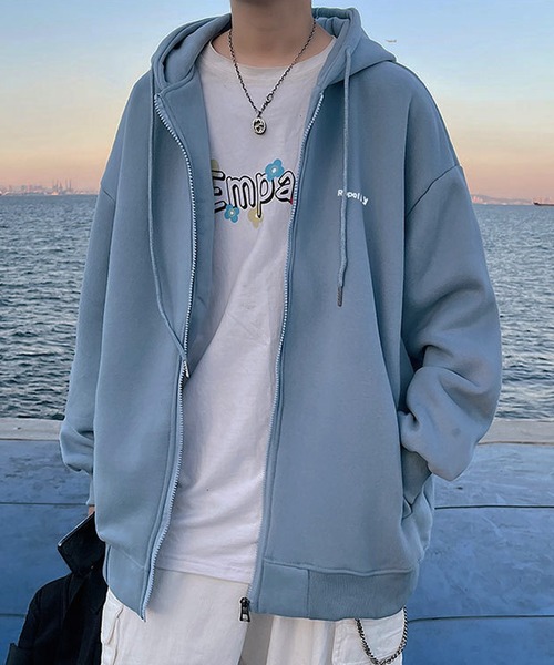 Anchor Smith（アンカー スミス）の「オーバーサイズシンプルワンポイントロゴジップパーカー（パーカー・メンズ・ライトグレー/ブラック/ブルー/グリーン/ダークグレー/ピンク/ミント/ネイビー/ベージュ・M/L/XL）」の8枚目の写真