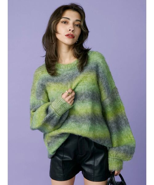 EVRIS（エヴリス）の「グラデーションニットトップス（ニット/セーター・レディース・グリーン/ブラウン/パープル・FREE）」の12枚目の写真