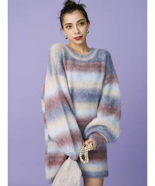 EVRIS（エヴリス）の「グラデーションニットトップス（ニット/セーター・レディース・グリーン/ブラウン/パープル・FREE）」の16枚目の写真