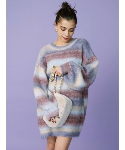 EVRIS（エヴリス）の「グラデーションニットトップス（ニット/セーター・レディース・グリーン/ブラウン/パープル・FREE）」の17枚目の写真