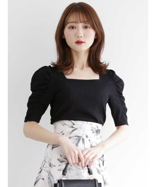 MERCURYDUO(マーキュリーデュオ)の「2wayパワショルシャーリングカットソー(Tシャツ/カットソー・レディース・オフホワイト/ブラック/ライム・FREE)」の5枚目の写真