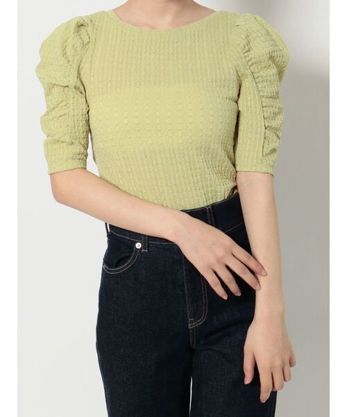 MERCURYDUO(マーキュリーデュオ)の「2wayパワショルシャーリングカットソー(Tシャツ/カットソー・レディース・オフホワイト/ブラック/ライム・FREE)」の19枚目の写真