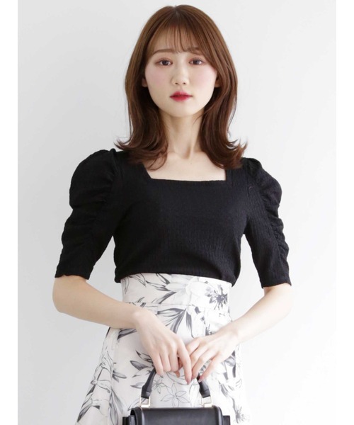 MERCURYDUO(マーキュリーデュオ)の「2wayパワショルシャーリングカットソー(Tシャツ/カットソー・レディース・オフホワイト/ブラック/ライム・FREE)」の3枚目の写真