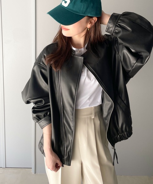 《JaVaジャバコラボ》大人の品格。フェイクレザーライダースジャケット