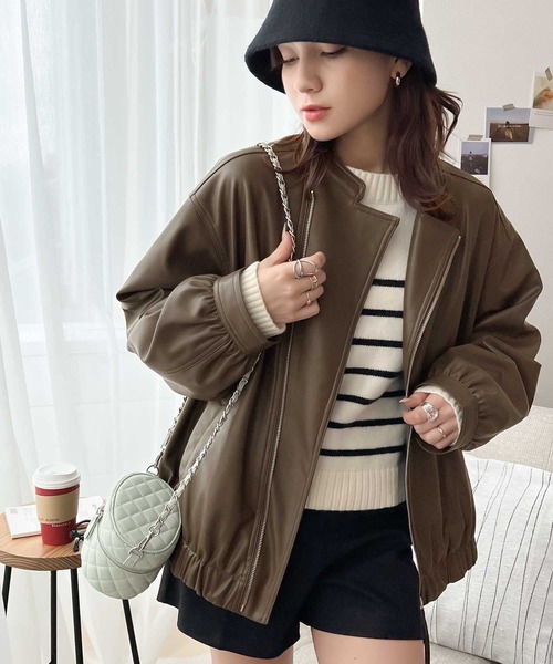 《JaVaジャバコラボ》大人の品格。フェイクレザーライダースジャケット