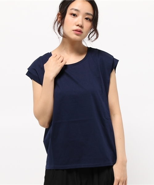 DISCOAT（ディスコート）の「【Discoat】肩タックシルケットプルオーバー（Tシャツ/カットソー・レディース・ホワイト/グレー/ネイビー・ﾌﾘ-）」の3枚目の写真