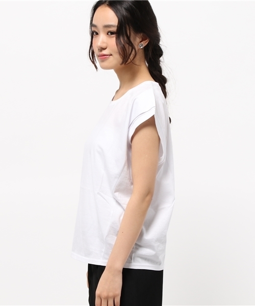 DISCOAT（ディスコート）の「【Discoat】肩タックシルケットプルオーバー（Tシャツ/カットソー・レディース・ホワイト/グレー/ネイビー・ﾌﾘ-）」の7枚目の写真